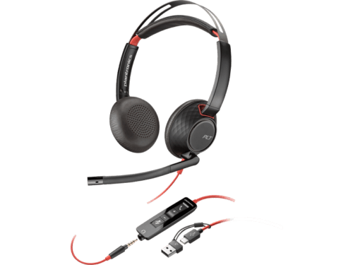 Poly Blackwire 5220 Stereo, USB-C Headset +3.5mm Plug +USB-C/A Adapter, (Black), Warranty 2-year -8X231AA