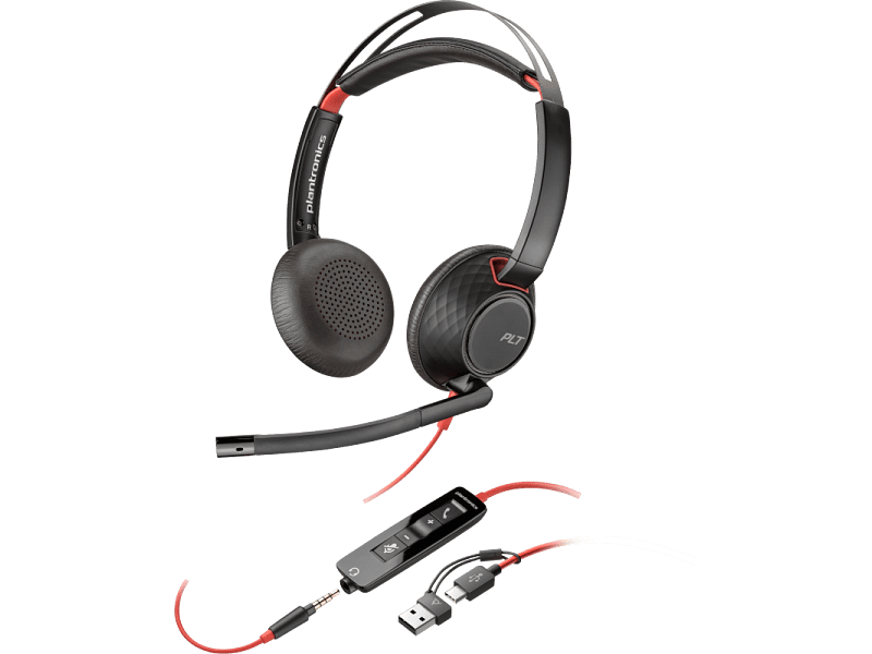 Poly Blackwire 5220 Stereo, USB-C Headset +3.5mm Plug +USB-C/A Adapter, (Black), Warranty 2-year -8X231AA 1 Poly Blackwire 5220 Stereo, USB-C Headset +3.5mm Plug +USB-C/A Adapter, (Black), Warranty 2-year -8X231AA