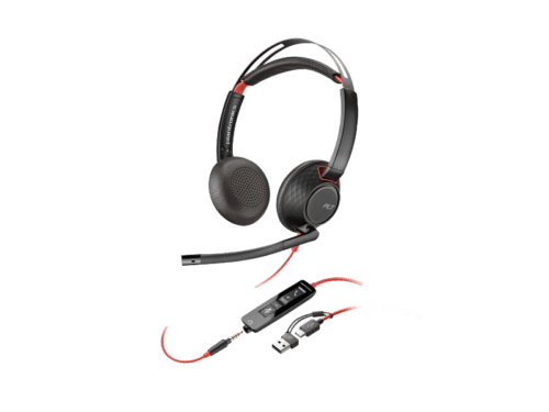 Poly Blackwire 3320 Stereo Microsoft Teams Certified USB-C Headset +USB-C/A Adapter, (Black), Warranty 2-year, -93S88AA