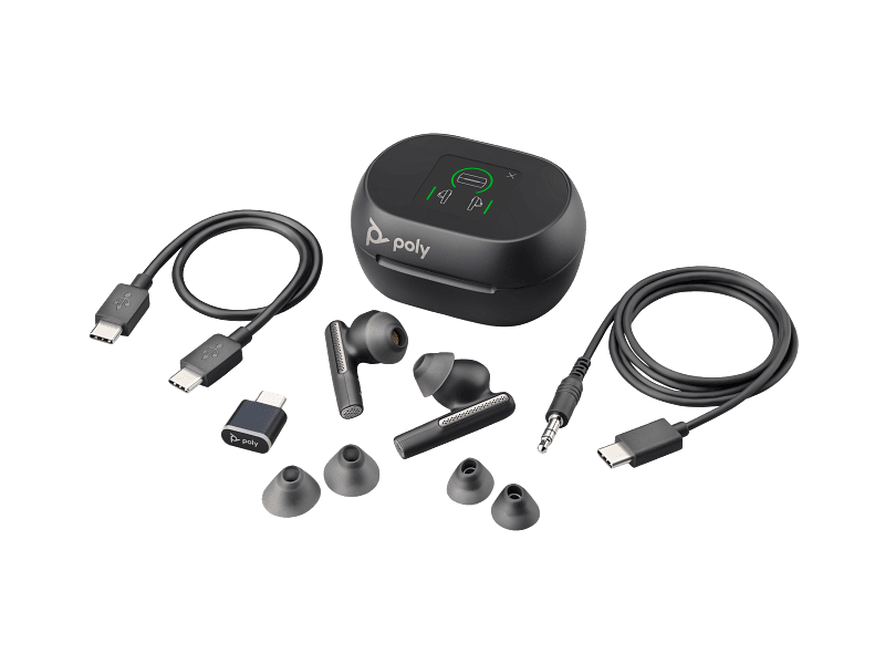 Poly Voyager Free 60+ UC Carbon Black Earbuds +BT700 USB-C Adapter +Touchscreen Charge Case, Warranty 2-year, -7Y8G4AA 2 Poly Voyager Free 60+ UC Carbon Black Earbuds +BT700 USB-C Adapter +Touchscreen Charge Case, Warranty 2-year, -7Y8G4AA - Image 2