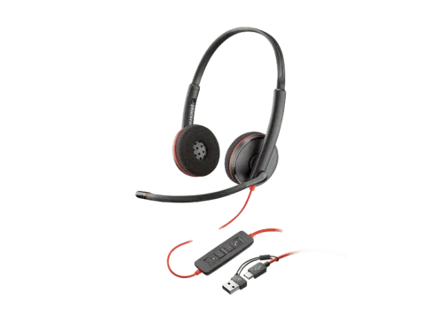 Poly Blackwire 3210 Monaural USB-C Headset +USB-C/A Adapter, (Black), Warranty 2-year -8X214AA.