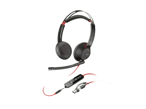 Poly Blackwire 5220 Stereo USB-C Headset +3.5mm Plug +USB-C/A Adapter (Bulk), Warranty 2-year -8X231A6.
