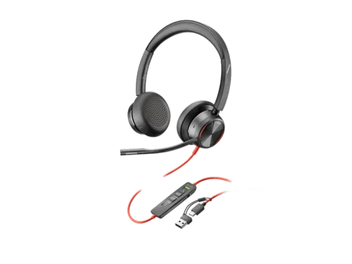 Poly Blackwire 8225 Stereo USB-C Headset +USB-C/A Adapter, (Black), Warranty2-year -8X223AA.