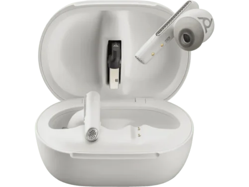 Poly Voyager Free 60+ UC White Sand Earbuds +BT700 USB-A Adapter +Touchscreen Charge Case, (White sand), Warranty 2-year -7Y8G5AA.