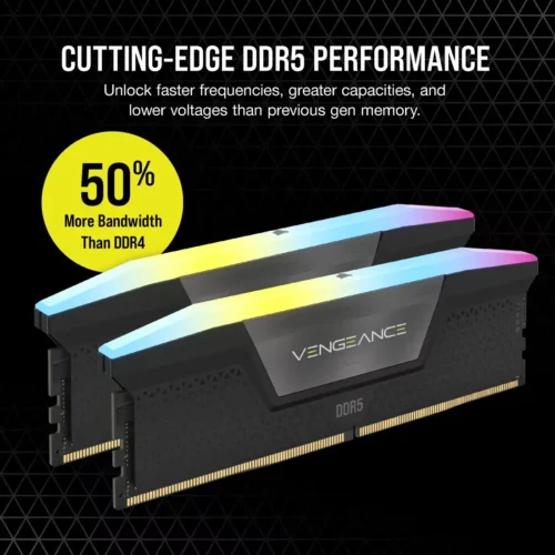 Corsair Vengeance RGB 48GB (2x24GB) DDR5 6800MHz Desktop RAM, (Black) -VENGEANCE RGB DDR5.