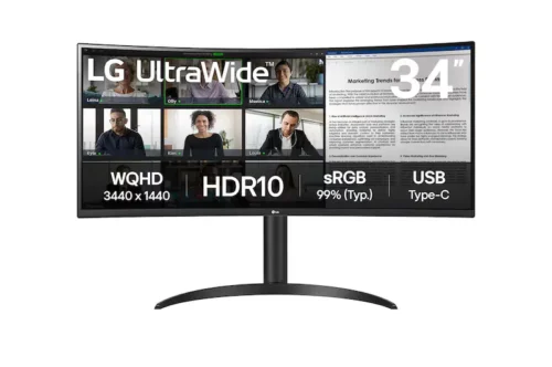 LG UltraWide 34" WQHD 100Hz Curved Monitor with 65W USB-C -34WR55QK-B.A MA.