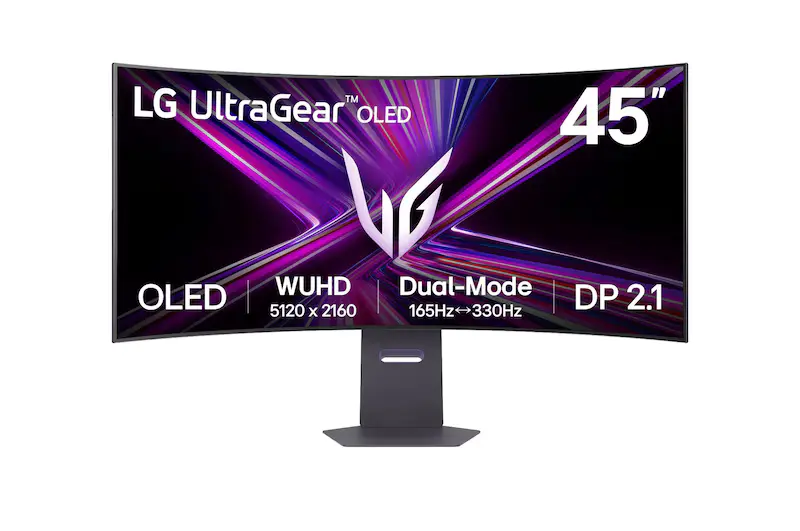 LG UltraGear™ 45" Dual-Mode 5K2K 165Hz OLED Curved Gaming Monitor, (Black) -45GX950A-B.AMA.